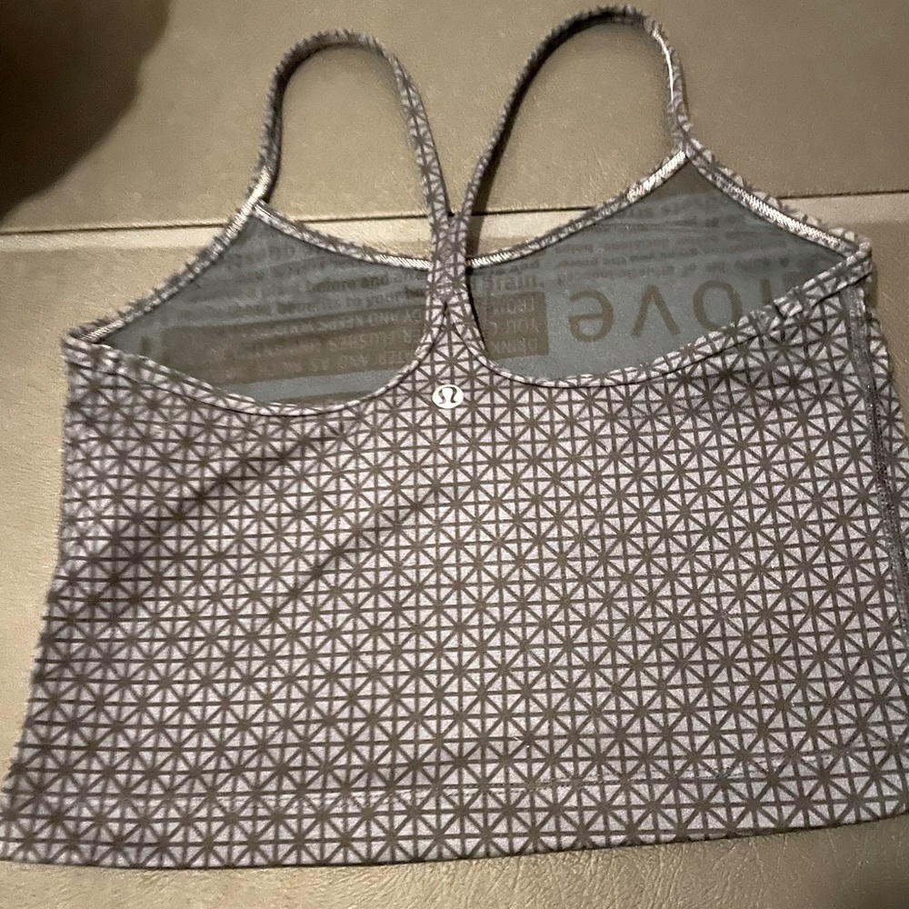 Lululemon skinny strap racer back cropped navy with geometric design MARKED DOWN